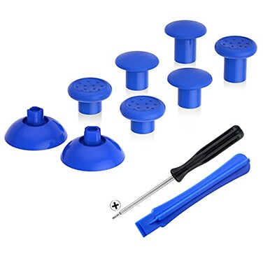 eXtremeRate ThumbsGear Interchangeable Ergonomic Thumbstick for PS5 Controller, for PS4 All Model Controller - 3 Height Domed and Concave Grips Adjustable Joystick - Blue