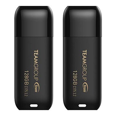 TEAMGROUP C175 128GB 2 Pack USB 3.2 Gen 1 (USB 3.1/3.0) Read 100MB/s Flash Thumb Drive, External Data Storage Memory Stick Compatible with Computer/Laptop Matte Black TC1753128GB22