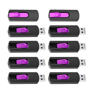 VICFUN 10 Pack 16GB USB Flash Drives USB 2.0 Flash Drive Slide Retractable USB Memory Stick 16GB,Pink