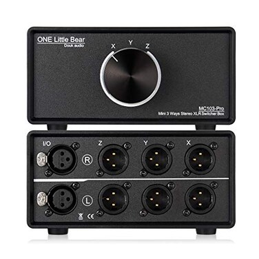 DoukAudio XLR Audio Switcher 1-In-3-Out: Balanced Passive Selector Stereo Converter for Multi Source Comparison Gold Plated Shielded Aluminum Studio HiFi Audiophile