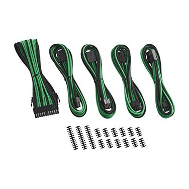 CableMod 8+8 Series Classic ModFlex Sleeved Cable Extension Kit (Black + Green)