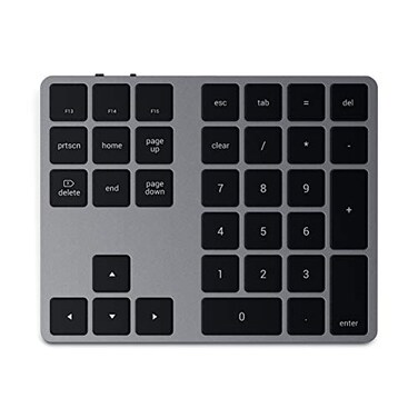 Satechi Bluetooth Extended Numeric Keypad, Rechargeable 34-Key, Space Gray