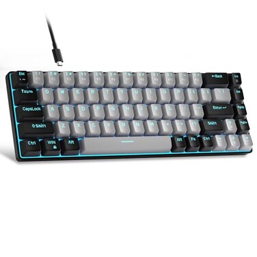 MageGee Portable 60% Mechanical Gaming Keyboard, MK-Box LED Backlit Compact 68 Keys Mini Wired Office Keyboard with Blue Switch for Windows Laptop PC Mac - Grey/Black