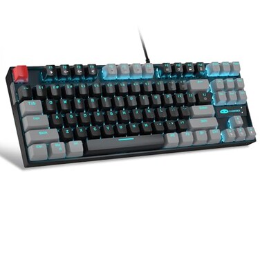 MageGee 75% Mechanical Gaming Keyboard, Red Switch, LED Blue Backlit, 87 Keys Compact TKL Wired Computer Keyboards for Windows Laptop PC Gamer - Black/Grey