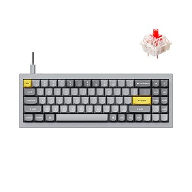 Keychron Q7 Wired Custom Mechanical Keyboard, 70% Layout QMK/VIA Programmable Macro with Hot-swappable Gateron G Pro Red Switch Double Gasket Compatible with Mac Windows Linux (Gray - New)