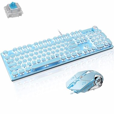 Basaltech Mechanical Gaming Keyboard and Mouse Combo, Blue