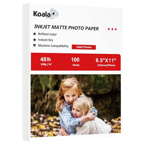 koala Koala Photo Paper Matte Coated 8 5x11 Inches 48lb 100 Sheets 8.5x11inches