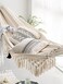 YFUG GO Double Sized Boho Macrame Cream Hammock with Elegant Tassels and Fishtail Knitting 485Lbs Includes Tie Ropes and White Drawstring Bag for Women