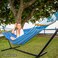 SUNCREAT Hammocks Double Hammock with Curved Spreader Bar, Blue