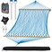 SUNCREAT Polyester Rope Hammock with Spreader Bar, Carrying Bag, Blue
