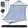 SUNCREAT Polyester Rope Hammock with Spreader Bar, Carrying Bag, Blue