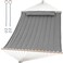 SUNCREAT Portable Double Hammock with Hardwood Spreader Bar, Light Gray