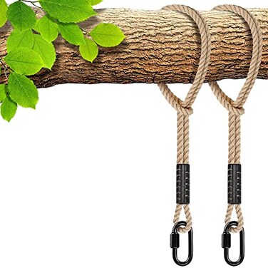SELEWARE 12ft Hammock Straps, Tree Swing Rope with Carabiner