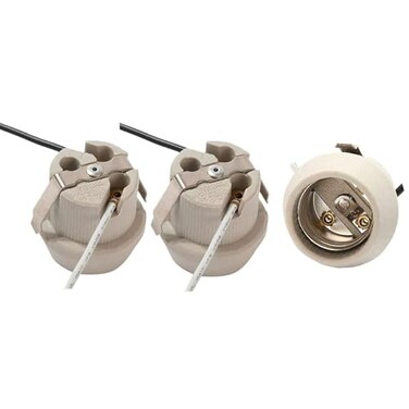 Keyless Porcelain Threaded Socket,TWDRTDD Medium Base E26 Threaded Keyless Porcelain Socket (with Snap-in Clip)
