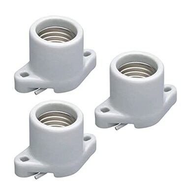 Keyless Porcelain Threaded Socket,TWDRTDD Medium Base E26 Threaded Keyless Porcelain Socket (with Two Hole Flanged Mounting)
