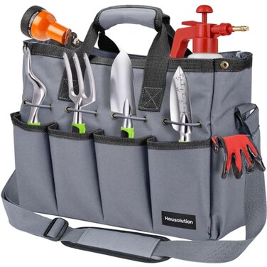 Housolution 14Inch Garden Tote Bag, 900D Standable, Gray
