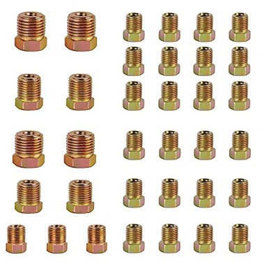 MuHize 35PCS Brake Line Fitting Kit 3/16 &amp; 1/4" Inverted Flare