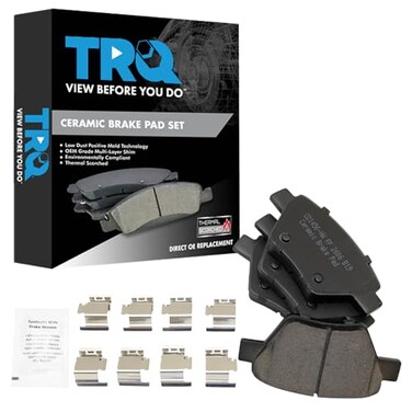 TRQ Rear Ceramic Brake Pad Set Includes Contact Point Grease and Hardware