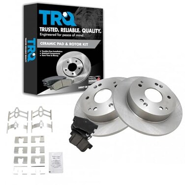 TRQ Rear Ceramic Brake Pad and Rotor Set