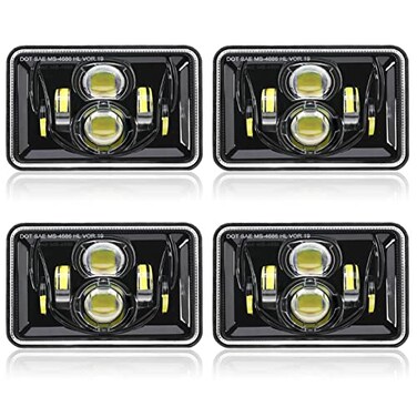 Auxbeam 4x6 LED Headlights DOT Approved Rectangular Headlamps 4PCS Black