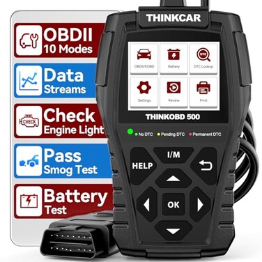THINKCAR Thinkobd 500 OBD2 Scanner Check Engine Car Code Reader, Full OBD II CAN Diagnostic Scan Tool, Read and Clear Error Codes, Live Data, Vehicle Report, 2.8 Inches Dispaly