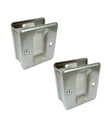 QCAA Solid Brass Sliding Pocket Passage Door Pull, Satin Nickel, 2 Pack