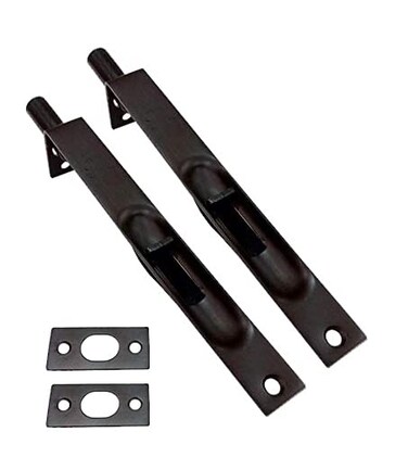 QCAA Solid Brass Flush Bolt, 6", Solid Brass, Square Shape, US10B ORB(Oil-Rubbed Bronze), 2 Pack, Made in Taiwan