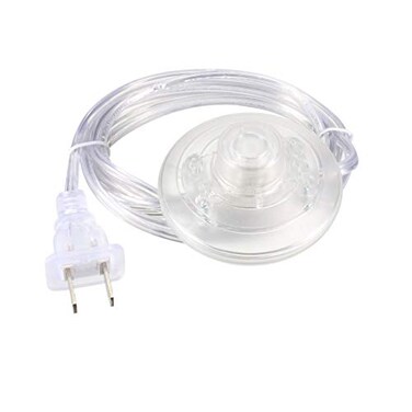uxcell Inline Latching Foot Pedal Push Button Switch, Round Lamp Foot Control ON/Off Footswitch with 1.8M Wire Standard 2P Plug Clear