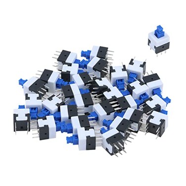 Antrader 30 Pcs Micro Push Button Switch, 6 Pin DPDT Self-Locking Power On/Off Latching Switches 8 x 8mm