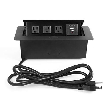 WEBANG Desktop Pop Up Socket with 3 Outlets &amp; 2 USB Ports (Connection Box Desktop Pop Up Outlet)