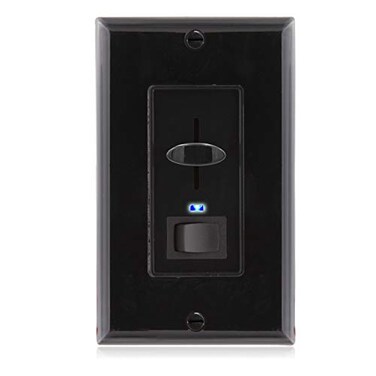 Maxxima Dimmer Light Switch, Black, Blue Indicator Light 3-Way/Single Pole