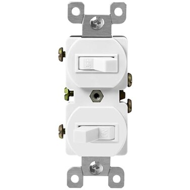ENERLITES Duplex Double Toggle Light Switch, Single Pole, 15 Amp, White