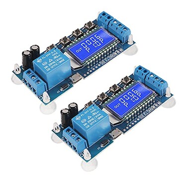 ACEIRMC Time Delay Relay DC 5V 12V 24V Delay Controller Board Delay-off Cycle Timer 0.01s-9999mins Trigger Delay Switching Relay Module with LCD Display Support Micro USB 5V Power Supply (2pcs)