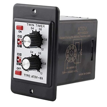Twin Timer Relay with On/Off Knob Control24-Hour Repeat Cycle Interval Timer for Day/Night Short-Period Intermittent Timing