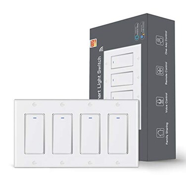 MoesGo Smart Push Button Light Switch, WiFi Multi-Control, White 4 Gang