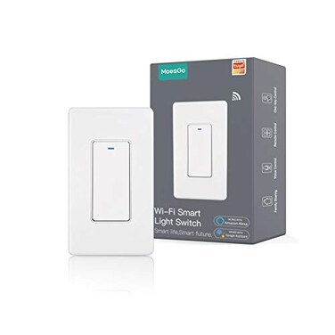 MoesGo Smart Push Button Light Switch, WiFi Multi-Control, White 1 Gang