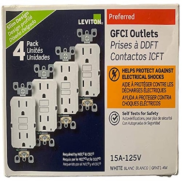 15 Amp 125-Volt Duplex Self-Test Slim GFCI Outlet, White (4-Pack)