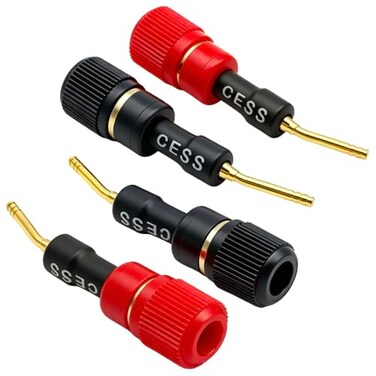 CNCESS Pin Screw Banana Plugs with Binding Post Adapter, Red/Black, 4 Pack