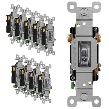 ENERLITES 3-Way Illuminated Toggle Light Switch, 15 Amp, 10 Pack