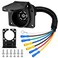 7-Way RV Trailer Light Connector Socket Kit with Pigtail Wiring Harness