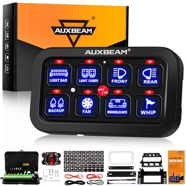 Auxbeam 8 Gang Switch Panel BA80, Universal Circuit Control Relay System