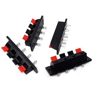 Honbay 4PCS 4 Pin Speaker Terminal Block 4 Position Amplifier Spring Jointing Clamp Test Clip Stereo Speaker Strip Shaped Push Release Connector Plate