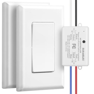 SURAIELEC 3 Way Wireless Light Switch Kit with Receiver, Interference-Free