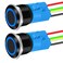 DaierTek 22mm Latching Push Button Switch 12V Waterproof Blue LED Metal Push Button Switch 12 Volt DC ON Off SPDT maintained Pushbutton Switch for Marine -2pcs