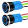 DaierTek 22mm Latching Push Button Switch 12V Waterproof Blue LED Metal Push Button Switch 12 Volt DC ON Off SPDT maintained Pushbutton Switch for Marine -2pcs