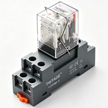 TWTADE Electromagnetic Power Relay with Socket Base, 220V AC Coil 8-Pin 10A