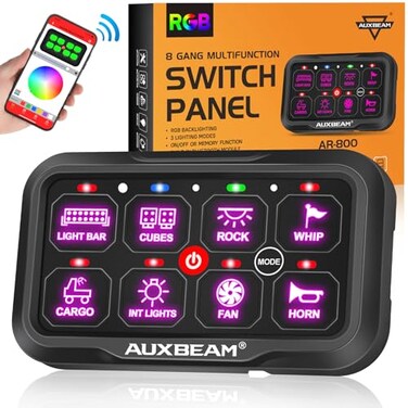 Auxbeam 8 Gang Switch Panel Bluetooth AR-800 with RGB APP Control 3 Modes
