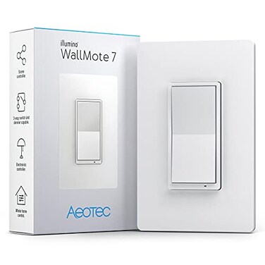 Z-Wave Wireless Remote Control/Scene Controller, Aeotec WallMote 7, on/Off, dim, Trigger Scenes, add a new Switch Anywhere, Battery Powered, Z-Wave hub Required, Z-Wave Plus, illumino