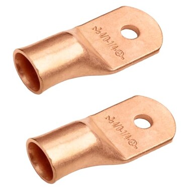 SELTERM 2pcs 4/0 AWG 1/4" Stud Heavy Duty Bare Copper Battery Wire Lugs