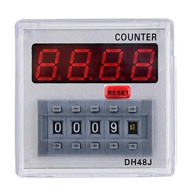 Digital Counter, 11 Pins LED Display Delay Time Relay DH48J-A 1-999900 for Remote Control Automatic Control System (24V AC/DC)